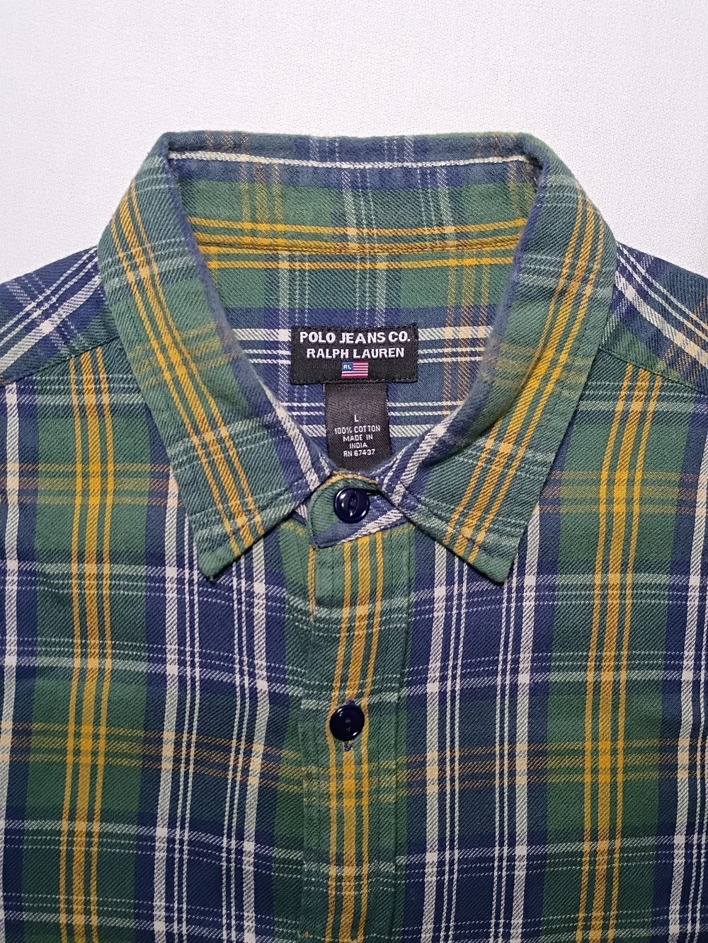 Vintage Polo Jeans Ralph Lauren Mens Oversized Flannel Shirt Large Plaid